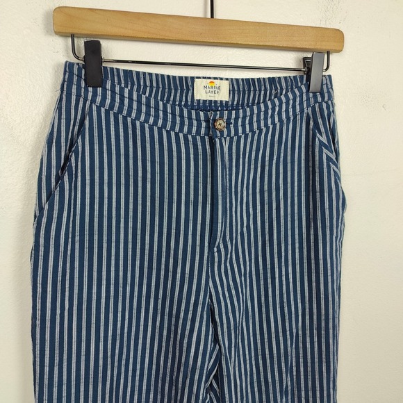 Marine Layer The Tencel Allison Trouser Pants Womens Small Navy‎ Blue Striped - Picture 3 of 10